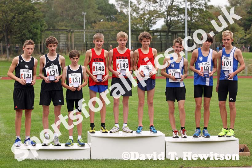 Under-15 boys first 3 teams at the Northern Road Relays, Blackpool.